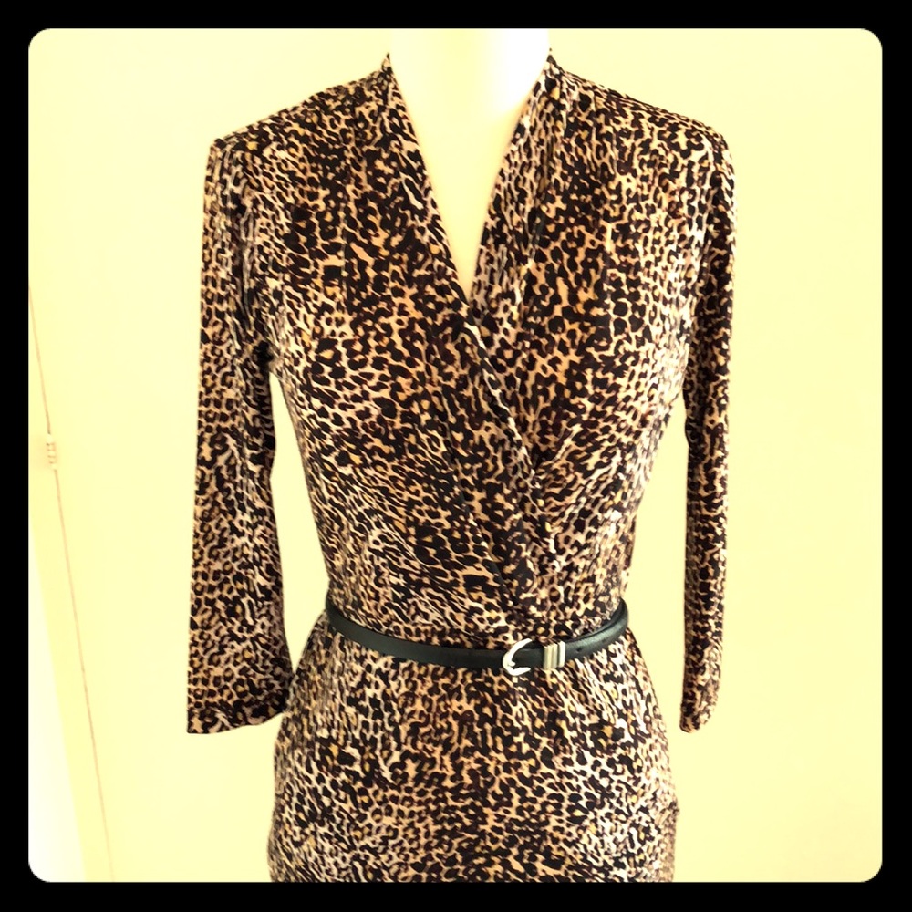 SINGLE animal-print belted dress